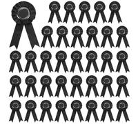 BEUNITONE 36 PCS Blank Black Ribbon Medals for Awards, 1st Place Rosette Award Medals Winner Victory Recognition Participation Ribbon DIY Personalized Award Ribbons for Sport Event, School, Contest