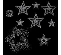 BEUNITONE 4 Style Silver Star Rhinestones Applique Patches, No Sew Appliques Iron on Patches for Jeans, Hats, DIY Crafts, Girls Fashion Applique Easy Iron On Decals for Party Clothes and Gift