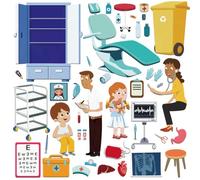 BEUNITONE 42 Pcs Hospital Felt Story Board Set Felt Flannel Boards Stories Precut Figures Preschool Felt Story Board Pieces for Little One Storytelling Interactive Teaching Activity Kits for Wall