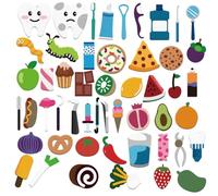 BEUNITONE 51 Pcs Felt Flannel Boards Stories Set Preschool Brush Your Teeth Felt Set Brushing Happy Tooth Hygiene Activity Stories Cute Fruits Felt Flannel Board Story Pieces for Gifts