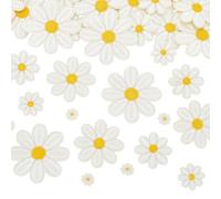BEUNITONE 56 Pcs 5 Size Daisies Flower Applique Iron on Patches for Clothes