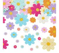 BEUNITONE 56Pcs 5 Size Colorful Daisies Flower Iron on Patches for Clothes