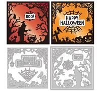 BEUNITONE 6PCS Halloween Frame Cutting Dies Happy Halloween Die Cuts Spider Web Witch Pumpkin Metal Scrapbooking Die Cuts Embossing Templates Stencils for DIY Paper Card Making Photo Album Craft