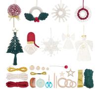 BEUNITONE 9Set Christmas Macrame Kits for Adults Beginners- with Step-by-Step Toturial-All-Inclusive Craft Kits for Handmade Holiday Decor-5.9x5.9 Inches Knotting Mini Ornaments for Gifts