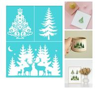 BEUNITONE Christmas Elk Tree Stencils for Painting 8.5 x 11 inch Reusable Christmas Pine Tree Stencils Template for DIY Craft for Art Drawing Painting Spraying Window Glass Door Car Christmas Gifts
