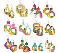 BEUNITONE Crystal Art Earring Making Kit, Minimalist Floral Wreath Designs DIY Diamond Art Drop Dangle Earring Making Supplies for Women Holiday Handmade Gift