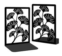 BEUNITONE Decorative Bookends, 2 Pcs Ginkgo Leaf Desk Bookends Sturdy Metal Book Organizers for Home Office and Study Room