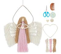BEUNITONE DIY Macrame Angel Kit for Adults Beginners with Instructions Video Easy Boho Macrame Wall Hanging Room Decor Cute Macrame Angel Craft Supplies Set with Step by Step Pattern Guide