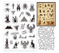 BEUNITONE Egyptian Elements Clear Stamps and Die Cuts Set for Card Making Egyptian Patterns Stamps and Dies for Album Paper Scrapbooking DIY Crafting Supplies