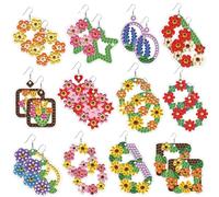 BEUNITONE Floral Wreath Diamond Art Earring Making Kits, Blossom and Leaf Design Crystal Art Earrings Romantic Style Jewellery Making Kits for Women Birthdays Holiday