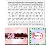 BEUNITONE Flower Lines Rubber Stamps 6.3x4.3 Lace Borders Clear Stamp Geometric Writing Line Silicone Stamps Heart Floral Lines Transparent Stamps Seal for DIY Scrapbooking Album Journal Decor