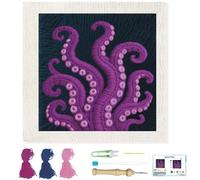 BEUNITONE Latch Hook Kits for Beginners, Punch Needle Kit with Purple Octopus Tentacles Design for Personal Family Crafting, Gifting and Home Decoration