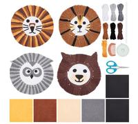 BEUNITONE Macrame Animal Coaster Diy Handmade Kit for Adults Beginners Cute Lion Tiger Dog Owl Coaster Macrame Kit 4 Pcs Handmade Drink Coasters DIY Bear Coaster Set Beginners Crochet Kit for Gifts