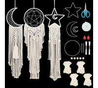 BEUNITONE Macrame Kits for Adults Beginners Easy 3 Set Moon Star Craft Kits DIY Dream Catcher Kit with Instructions Video Macrame Wall Hanging Supplies Dream Catcher Kit for Room Wall Decoration