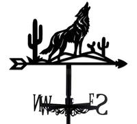 BEUNITONE Metal Weather Vane for Outside Decorations, Howling Wolf Wind Direction Indicator, Outdoor Western Theme Decor for Garden and Ranch