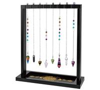 BEUNITONE Pendulum Crystal Holder, Celtic Star and Moon Design Wooden Crystal & Jewelry Display Stand Divination Pendulum Storage Rack Tabletop Organiser for Necklaces, Stones and Home Decor