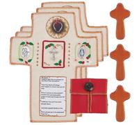 BEUNITONE Pocket Prayer Book, 3 Set Fabric Devotional Shrine with Cross, Portable Travel Prayer Kit Handmade Spiritual Gifts for Women and Ceremonies, Red