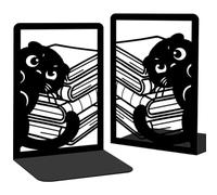 BEUNITONE Stacked Books and Cat Metal Bookends, 2-Pack Reading Themed Book Supports, Cute Library Organizer for Booktok Lovers, Gift for Readers