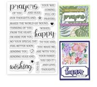 BEUNITONE Wishing Words Clear Stamps 6.3x4.3 Happy Love Rubber Stamps Sentiments Silicone Stamp Heart Star Transparent Stamps for Holiday Card Making DIY Scrapbooking Journal Decor