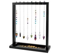 BEUNITONE Wooden Pendulum Crystal Display Holder, Witchcraft Supplies Organizer with Dragon Pattern Tray, Pendulum Board Stand for Witchy Accessories, Wiccan Decor for Living Yoga Meditation Room