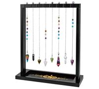 BEUNITONE Wooden Pendulum Crystal Display Holder, Witchcraft Supplies Organizer with Snake Pattern Tray, Pendulum Board Stand for Witchy Accessories, Wiccan Decor for Living Yoga Meditation Room