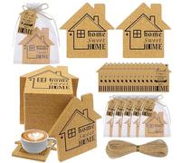 Beupy 60 Sets Return Gifts for Housewarming -Sweet Home Cork Coasters with Thank You Cards Organza Bags Housewarming Party Favors for Guest House Warming Party New Home Appreciation Giftfor Neighbor
