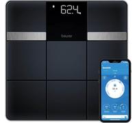 Beurer BF 450 Bathroom scale with app connection via Bluetooth, digital body fat scales with 17 measurements including body fat, muscle mass, BMI, 8 user memories, data transfer to Apple Health & co.