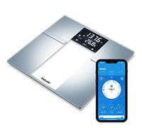 Beurer BF720 Smart Scale for Body Weight, Body Fat, Body Water & More - 400 lb Capacity, Bluetooth App, Calorie Data, User Recognition, XL LCD Display, Glass Digital Bathroom Scale - Grey