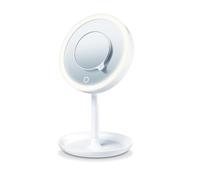 Beurer BS45 Illuminated Vanity Mirror, with 8 LEDs for Bright Illumination & Dimmer Function, Additional 5x Magnification Mirror, Touch-sensor Button & 15-minute Automatic Switch-off, 17.5cm Diameter