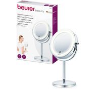 Beurer BS 55 Makeup Mirror with Light, Bright LED Light (18 LEDs), Pivoting Mirror, Touch Sensor On, 1 Side with Normal View, 1 Side with Magnification View (x7), Chrome Finishes,20.5 x 31.5 x 13.4 cm