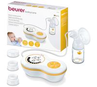Beurer BY40 Electric Breast Pump | Vacuum Pump with 10 Stimulation Levels and 10 Pumping Levels| Setting Memory Function | Comfortable Silicone Cushion | Avent and NUK Bottle Adapter, White