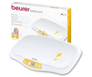 Beurer BY80 Baby Scale | Digital baby weighing scale with large LCD screen | Curved platform for comfort and safety | Tare and hold functions for easy weighing | 20kg load capacity | Easy wipe-clean