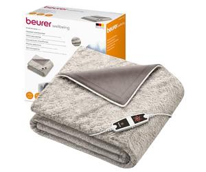 Beurer HD 150 XXL Nordic Electric Blanket with Automatic Shut-Off, 200 x 150 cm, 6 Temperature Levels, Machine Washable, Cuddly Blanket in Fur Look, Taupe