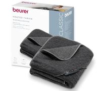 Beurer HD 65 Heated Blanket, Cuddly Heated Blanket with 3 Temperature Levels, Automatic Shut-Off and Safety System, Machine Washable at 30 °C, Made in Europe, Grey