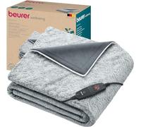 Beurer HD75 Nordic Grey Green Planet Electric Blanket, Heat Blanket Made from Recycled Material, Cuddly Soft, 6 Temperature Levels, Machine Washable, Automatic Shut-Off, 180 x 130 cm
