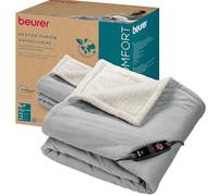 Beurer HD 81 Cord Light Grey Heated Blanket, Heated Blanket with 6 Temperature Settings, Recycled Materials, Automatic Switch-Off and Safety System, Cosy Blanket Made from Trendy, Soft Cord Fabric