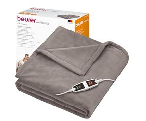 Beurer HD150 XXL Electric Blanket with 6 Temperature Settings, Soft Heated Throw for Cosy Sofa Nights, Automatic Switch-Off & Safety System, Machine-Washable, Taupe, 200 x 150 cm