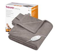 Beurer HD75 Electric Blanket with 6 Temperature Settings, Soft Heated Throw for Cosy Sofa Nights, Automatic Switch-Off & Safety System, Machine-Washable, Taupe, 180 x 130 cm, 100 watts