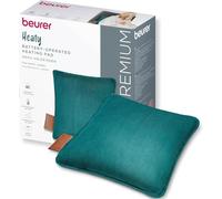 Beurer Heaty Heat pad, Cordless Heating pad and up to 8 Hours of Heat, Heating pad with Automatic Switch-Off Function and 3 Temperature Settings, with Fast Heating, Soft Corded Fabric, Dark Green