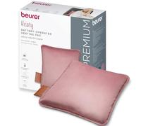 Beurer Heaty Heat pad, Cordless Heating pad with Battery, Heat pad with Automatic Switch-Off Function and 3 Temperature Settings, with Fast Heating, Soft Velvet Fabric, Rose