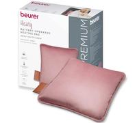 Beurer Heaty Heating Pad, Wireless Heating Pad with Battery, with Auto Shut-Off and 3 Temperature Settings, Heats Quickly, Soft Velvet, Pink