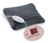 Beurer HK 48 Cosy Sofa Heating Pad with Quick Heating, 3 Illuminated Temperature Levels and Automatic Shut-Off, Extra Soft Reversible Cushion, with Additional Felt Cover, Red