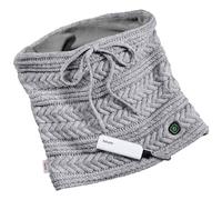 Beurer HK37 Heat-To-Go Heated Snood | Grey cable-knit snood with concealed heating element | Soft fleece lining | 3 temperature settings | Removable powerbank can also charge your smartphone on-the-go