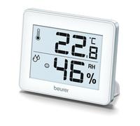 Beurer HM16 Thermo-Hygrometer | Indoor Climate Control for a Healthier Home | Displays Room Temperature and Humidity | Easy to interpret Smiley face sequencing, Silver