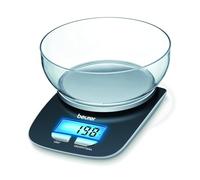Beurer KS25 Digital Kitchen Scale | With 1.2l weighing bowl | Tare weighing function | Adjustable between kg, g, lb, oz | 3kg weight capacity, black