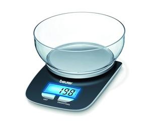 Beurer KS25 Digital Kitchen Scale | With 1.2l weighing bowl | Tare weighing function | Adjustable between kg, g, lb, oz | 3kg weight capacity, black