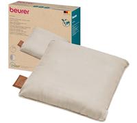 Beurer MG 139 Battery Massage Pillow with Heat Function, Wireless Shiatsu Massage Cushion, Switchable Heat, Made from Recycled Material, Machine Washable, Automatic Shut-Off, 40 x 40 cm, Beige