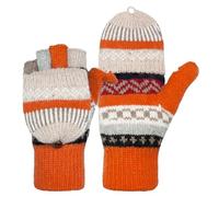 Beurlike Women's Winter Gloves Warm Wool Knitted Convertible Fingerless Mittens, Zfleece Orange, One Size