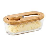 Beurrier - 300ml Carré Rétro Transparent Hermétique | Récipients Alimentaries en Verre pour Fromage cuisine maison desk pique-nique voyage réfrigérateur plan de travail conservation couvercle plat
