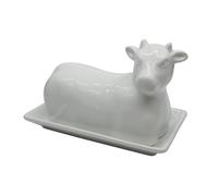 Beurrier en forme de vache Blanc en porcelaine par Chefcaptain blanc